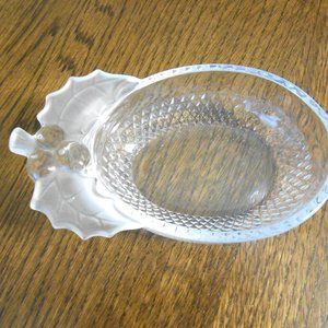 Holly Leaf Glass Christmas Bowl Dish